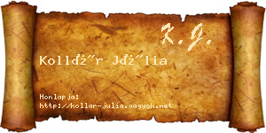 Kollár Júlia névjegykártya